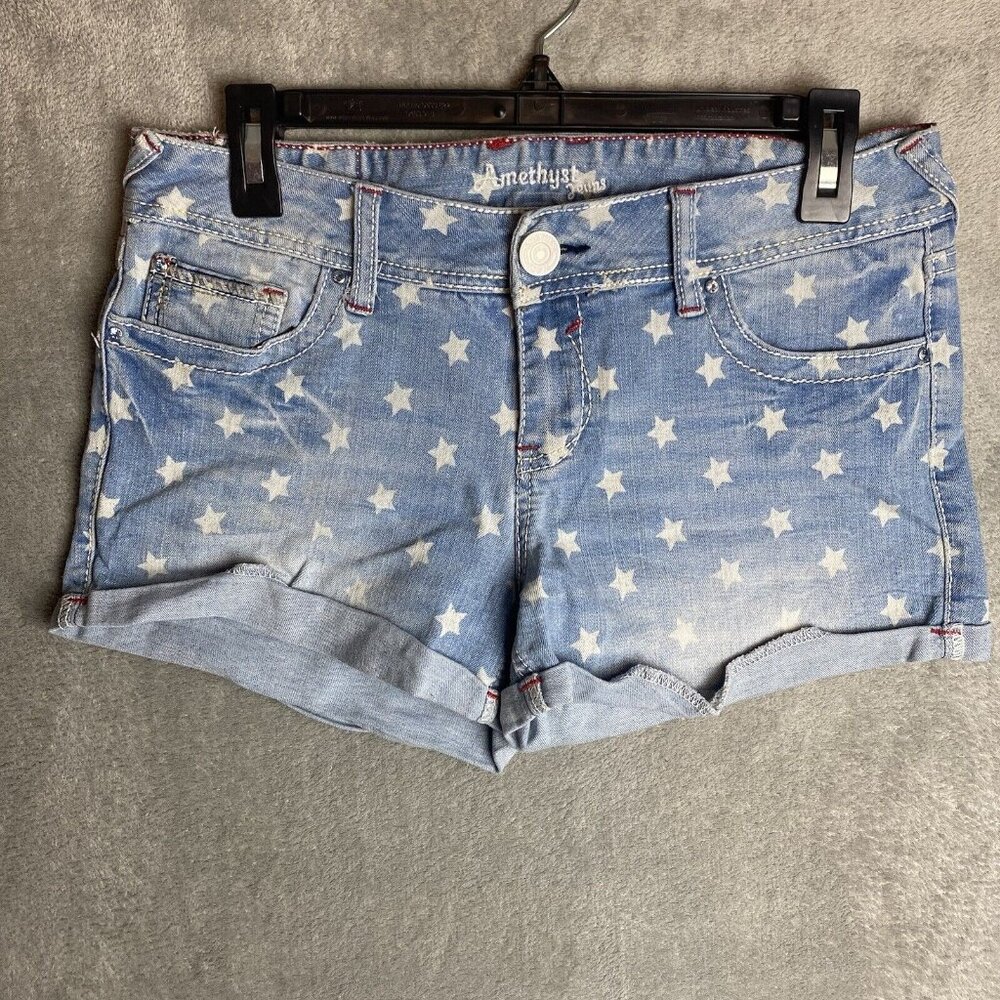 Amethyst Jeans Juniors 9 Star Print Blue Jean Shorts
